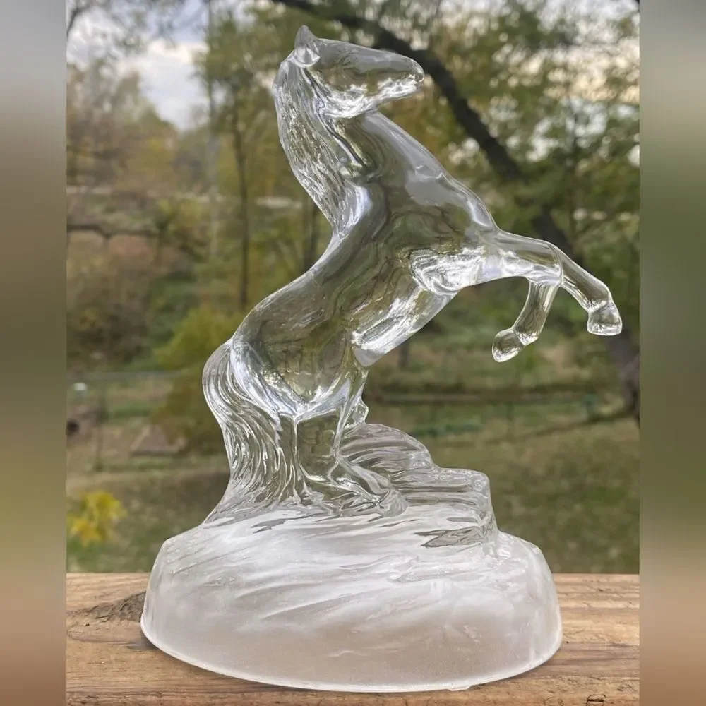 Vintage Cristal D’Arques Lead Crystal Rearing Horse - France